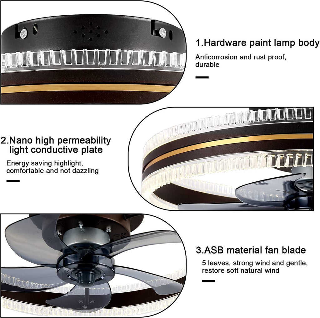 Ventilateur de plafond intégré avec lumière invisible, design scandinave - IVOIRART.COM