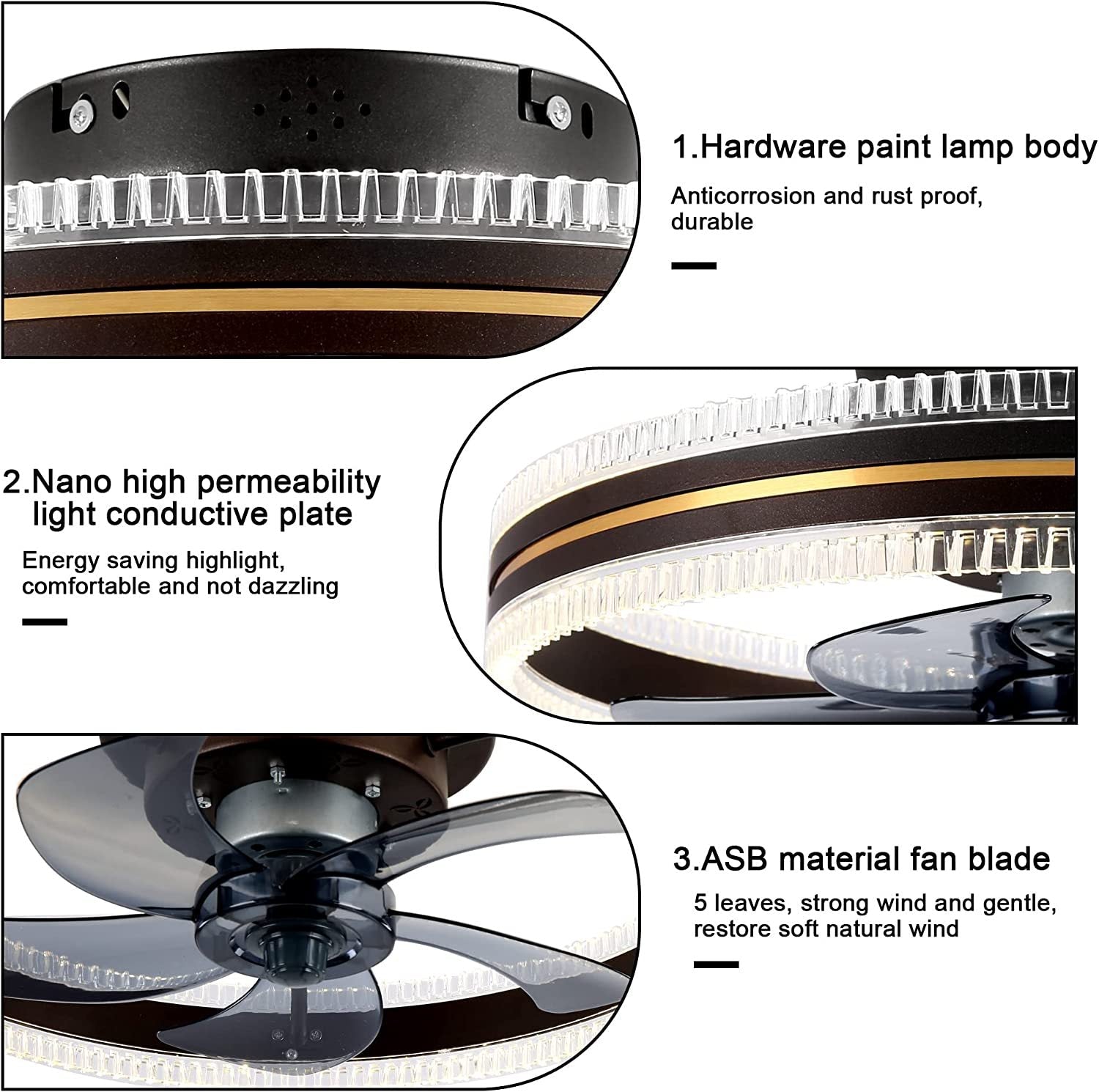 Ventilateur de plafond intégré avec lumière invisible, design scandinave - IVOIRART.COM
