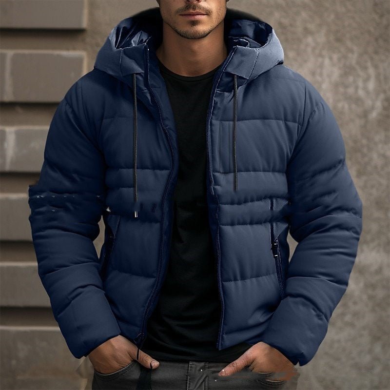Veste À Capuche Homme Hiver Manteau Zippé Poches Vêtements Décontractés Résistants - IVOIRART.COM