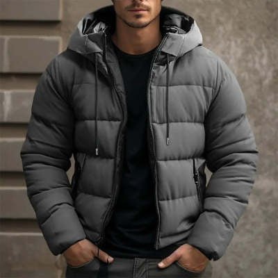 Veste À Capuche Homme Hiver Manteau Zippé Poches Vêtements Décontractés Résistants - IVOIRART.COM
