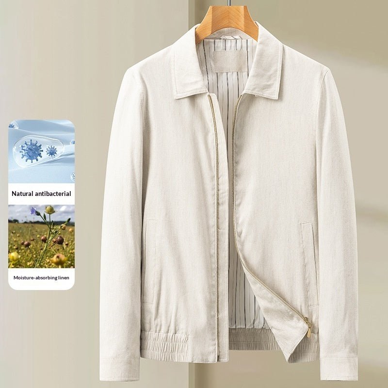 Veste à revers en lin pour homme — manteau slim léger pour tenue quotidienne chic - IVOIRART.COM
