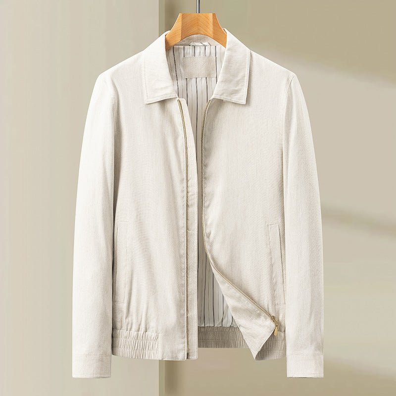 Veste à revers en lin pour homme — manteau slim léger pour tenue quotidienne chic - IVOIRART.COM