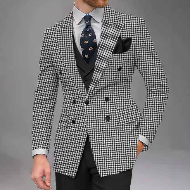 Veste ajustée business - casual avec motif pois pour homme - printemps - automne - IVOIRART.COM
