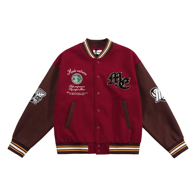 Veste Baseball Tweed Vintage pour Homme - Style Casual Mode de Rue, Noir/Rouge US - IVOIRART.COM