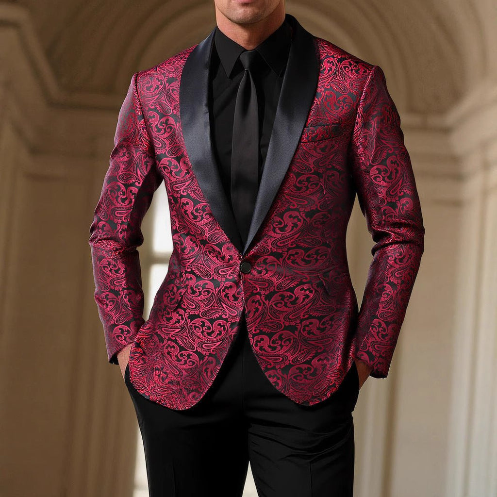 Veste Blazer Jacquard Homme Décontractée à Motifs Assortis, Coupe Ajustée - IVOIRART.COM