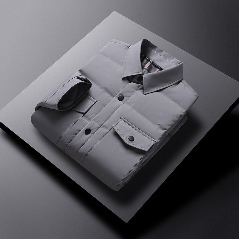 Veste chaude en duvet de canard blanc, col polo simple, qualité supérieure - IVOIRART.COM