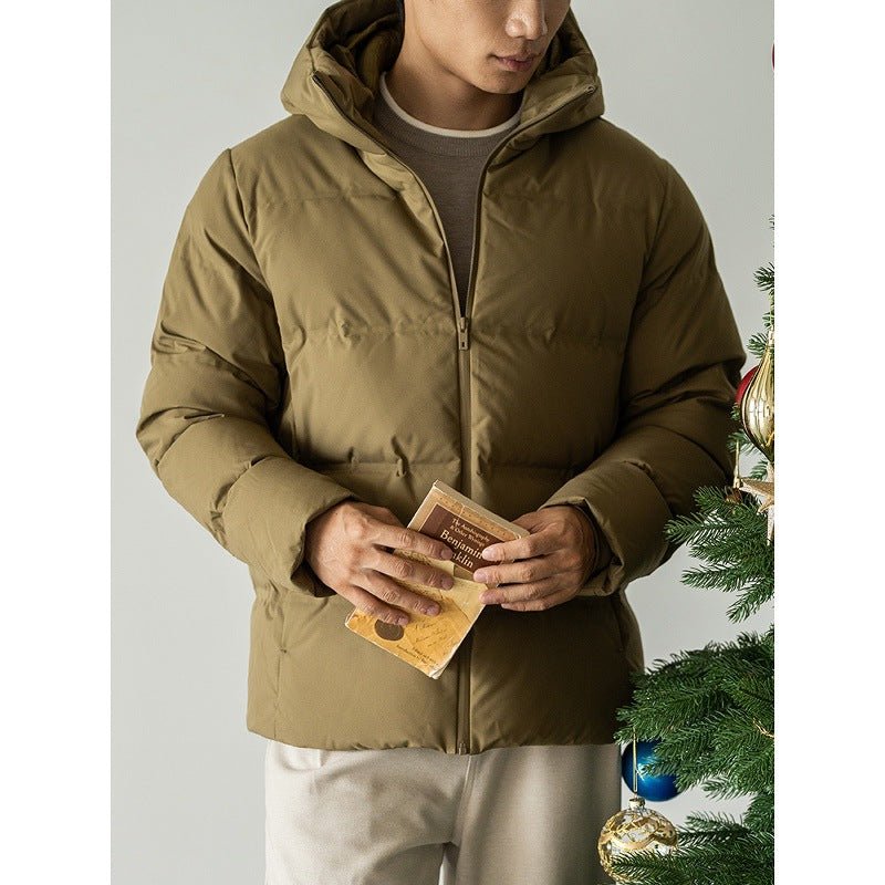 Veste Courte à Capuche pour Homme, Coupe Ajustée, Coupe-Vent, Imperméable et Chaude - IVOIRART.COM