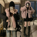 Veste courte ample style américain à capuche rétro, doublée en shearling épais M - IVOIRART.COM