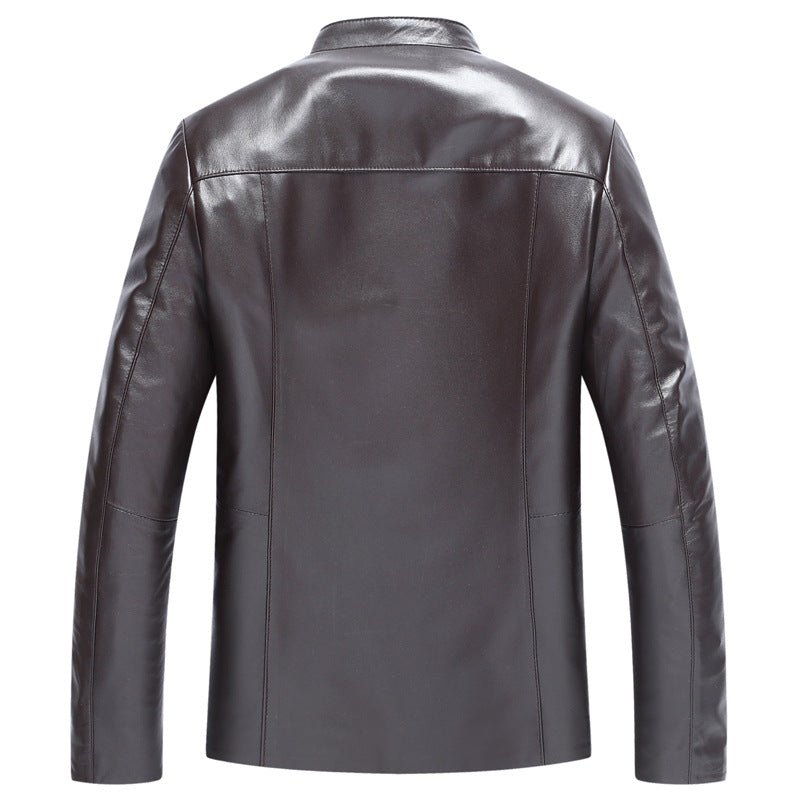 Veste courte en cuir d'agneau Haining pour homme, col montant, fermeture éclair. - IVOIRART.COM
