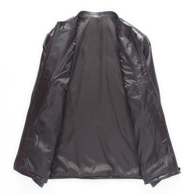 Veste courte en cuir d'agneau Haining pour homme, col montant, fermeture éclair. - IVOIRART.COM