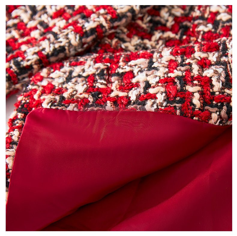 Veste courte en tweed Celebrity Red Celebrity Xiaoxiang - Rouge, manches longues - IVOIRART.COM