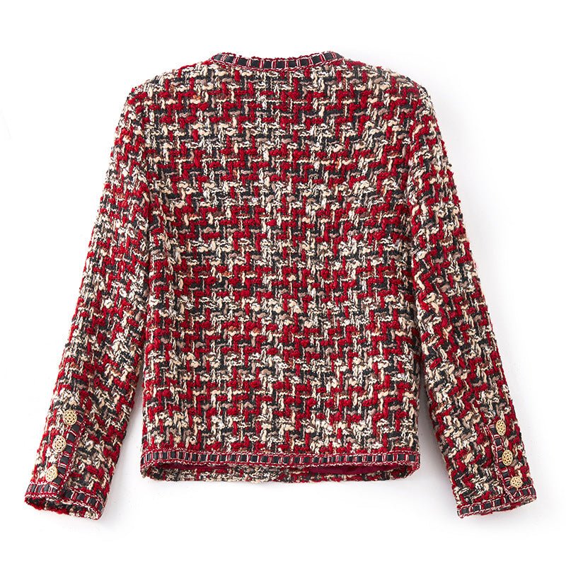 Veste courte en tweed Celebrity Red Celebrity Xiaoxiang - Rouge, manches longues - IVOIRART.COM