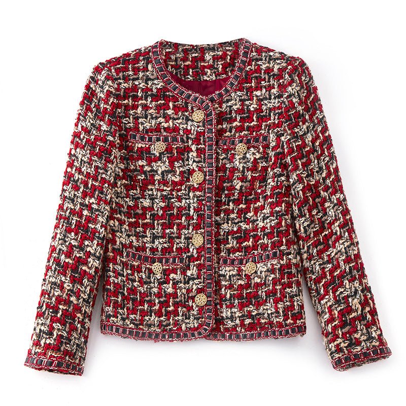 Veste courte en tweed Celebrity Red Celebrity Xiaoxiang - Rouge, manches longues - IVOIRART.COM