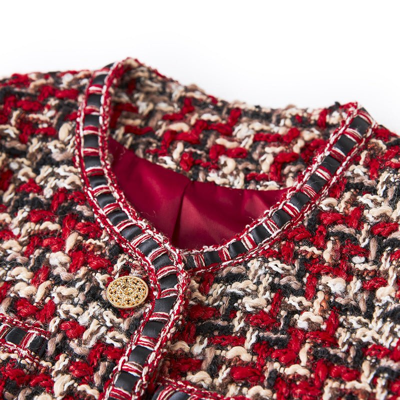 Veste courte en tweed Celebrity Red Celebrity Xiaoxiang - Rouge, manches longues - IVOIRART.COM