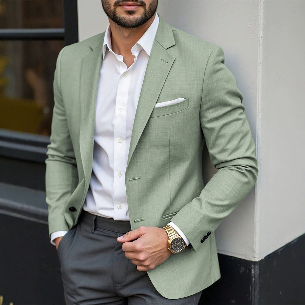 Veste de costume légère pour homme, style décontracté, affaires, manches longues, vert, tailles S à XXL - IVOIRART.COM