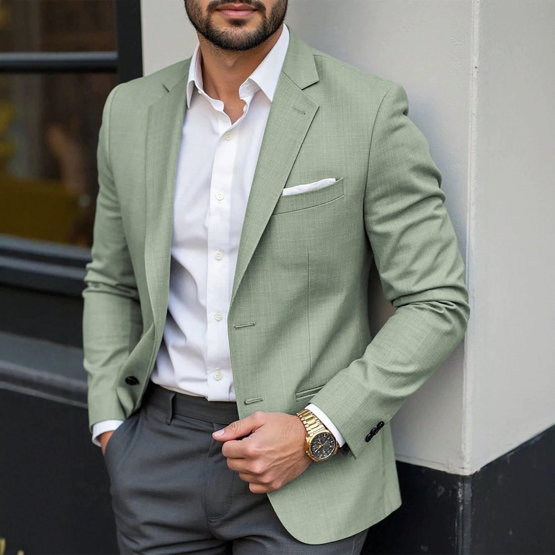 Veste de costume légère pour homme, style décontracté, affaires, manches longues, vert, tailles S à XXL - IVOIRART.COM