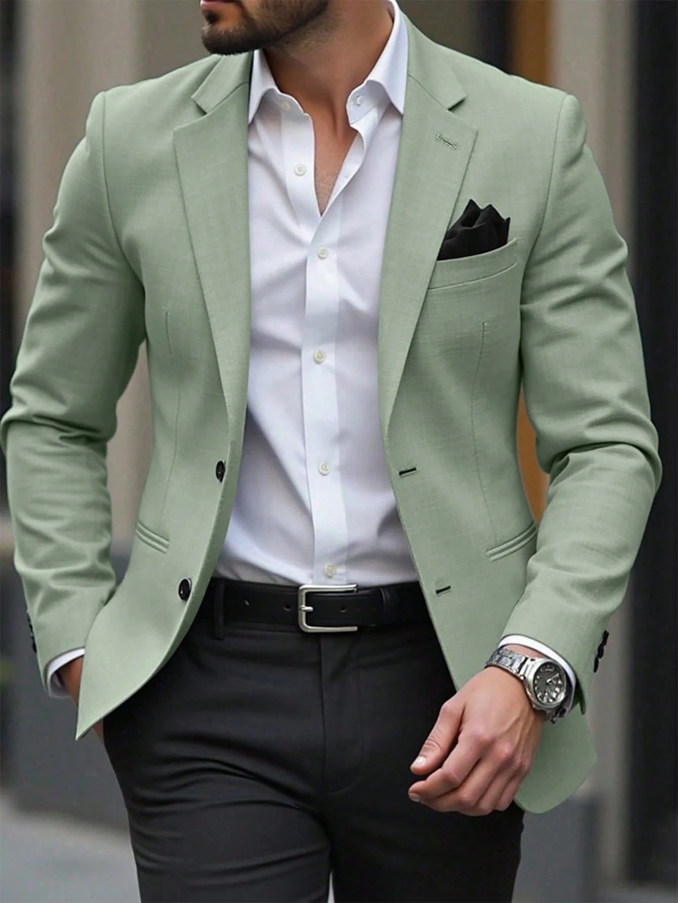Veste de costume légère pour homme, style décontracté, affaires, manches longues, vert, tailles S à XXL - IVOIRART.COM