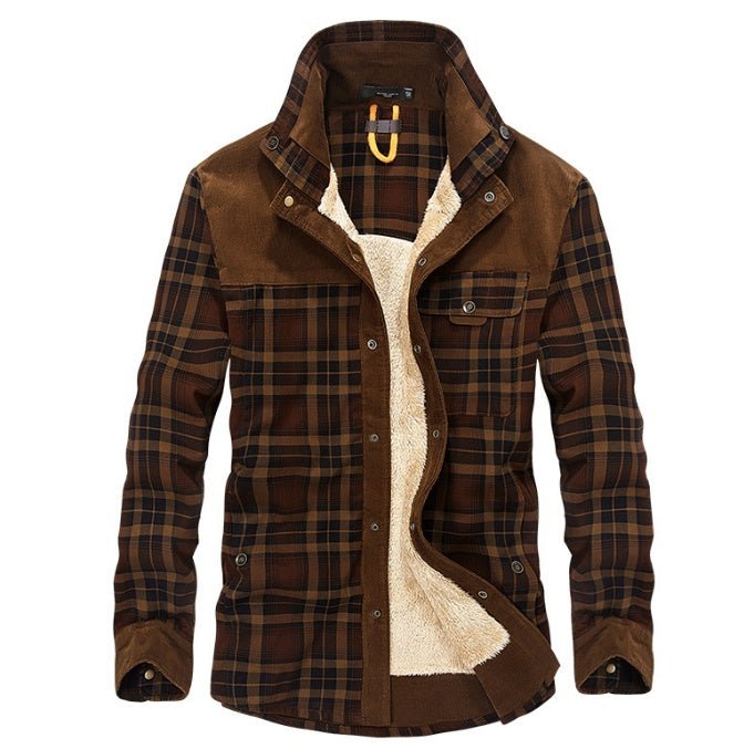 Veste d'Hiver Homme Épaissie Chaude à Polaire 100% Coton à Motif Carreaux Militaire - IVOIRART.COM