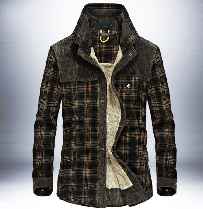 Veste d'Hiver Homme Épaissie Chaude à Polaire 100% Coton à Motif Carreaux Militaire - IVOIRART.COM