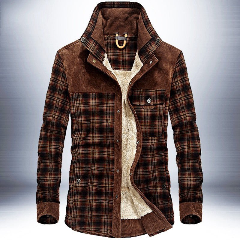 Veste d'Hiver Homme Épaissie Chaude à Polaire 100% Coton à Motif Carreaux Militaire - IVOIRART.COM