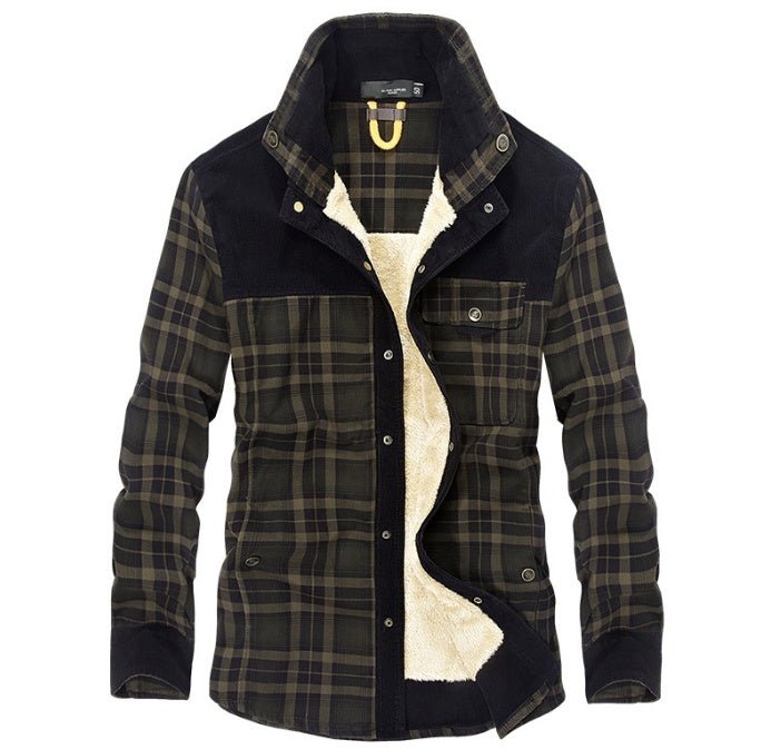 Veste d'Hiver Homme Épaissie Chaude à Polaire 100% Coton à Motif Carreaux Militaire - IVOIRART.COM