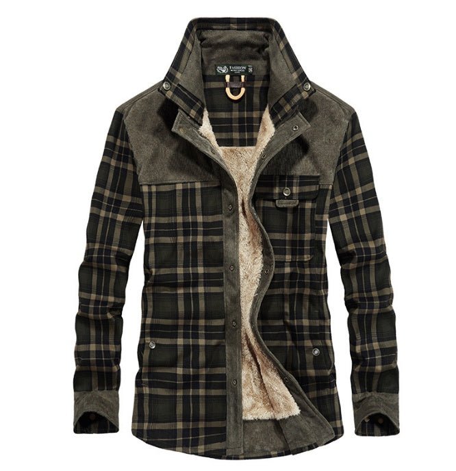 Veste d'Hiver Homme Épaissie Chaude à Polaire 100% Coton à Motif Carreaux Militaire - IVOIRART.COM