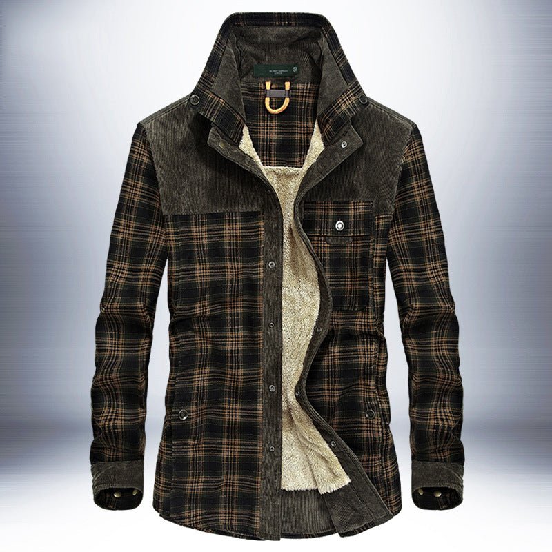 Veste d'Hiver Homme Épaissie Chaude à Polaire 100% Coton à Motif Carreaux Militaire - IVOIRART.COM