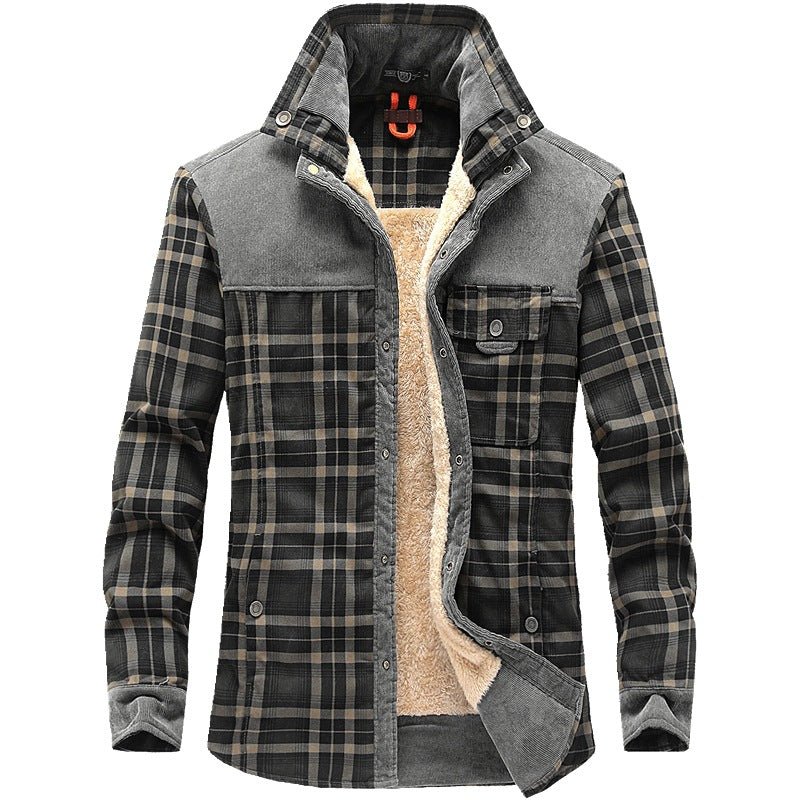 Veste d'Hiver Homme Épaissie Chaude à Polaire 100% Coton à Motif Carreaux Militaire - IVOIRART.COM
