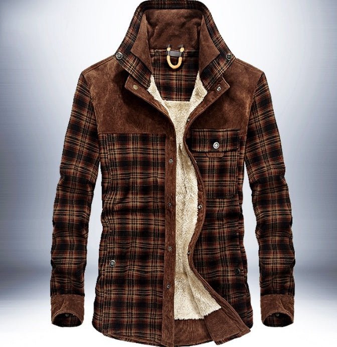 Veste d'Hiver Homme Épaissie Chaude à Polaire 100% Coton à Motif Carreaux Militaire - IVOIRART.COM