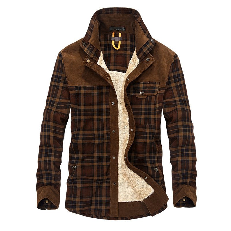 Veste d'Hiver Homme Épaissie Chaude à Polaire 100% Coton à Motif Carreaux Militaire - IVOIRART.COM