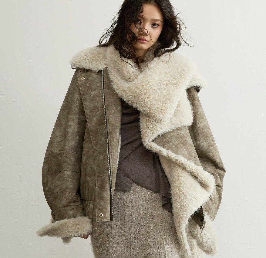 Veste en Cuir PU avec Col en Fourrure Amovible et Options de Style Polyvalent - IVOIRART.COM