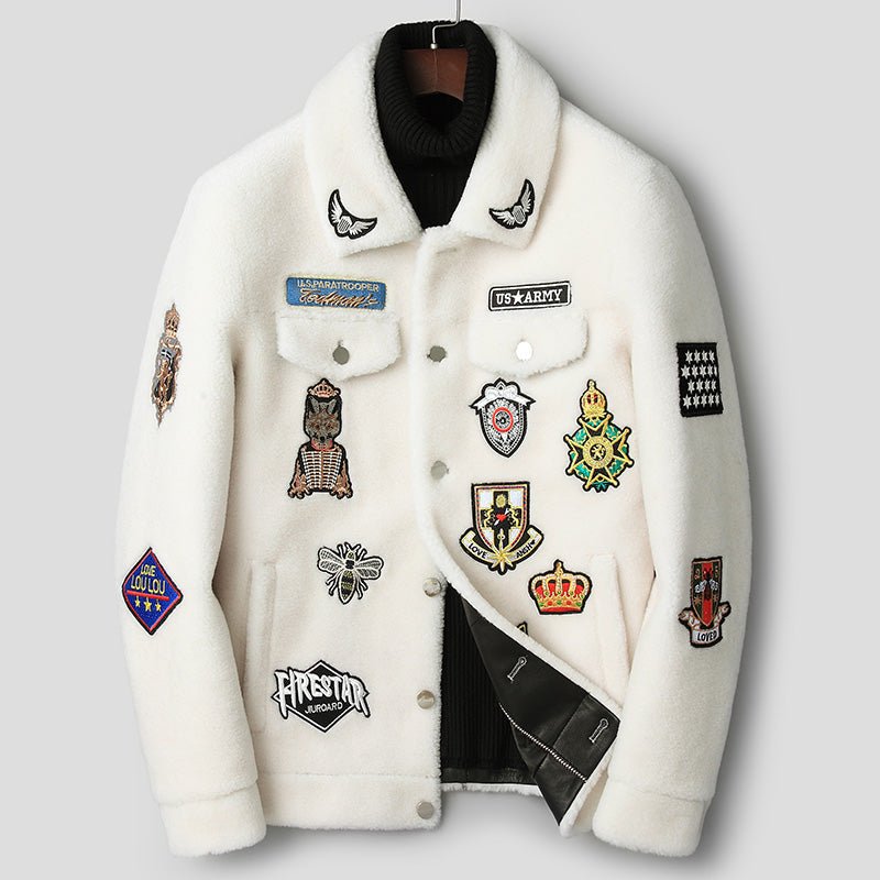 Veste en fourrure d'agneau grain blanc tendance - style business et loisirs chic - IVOIRART.COM