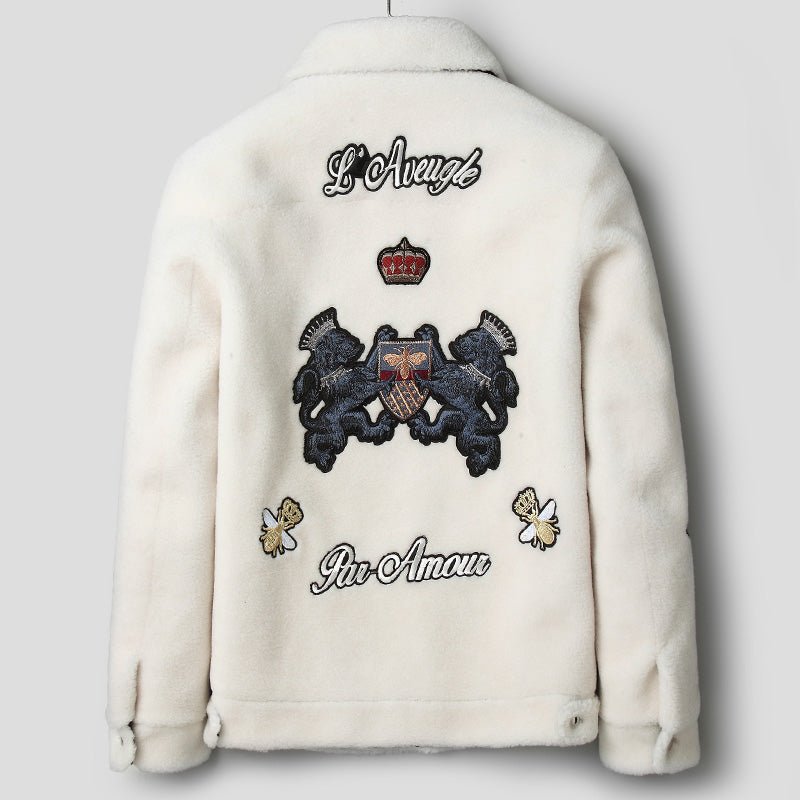 Veste en fourrure d'agneau grain blanc tendance - style business et loisirs chic - IVOIRART.COM