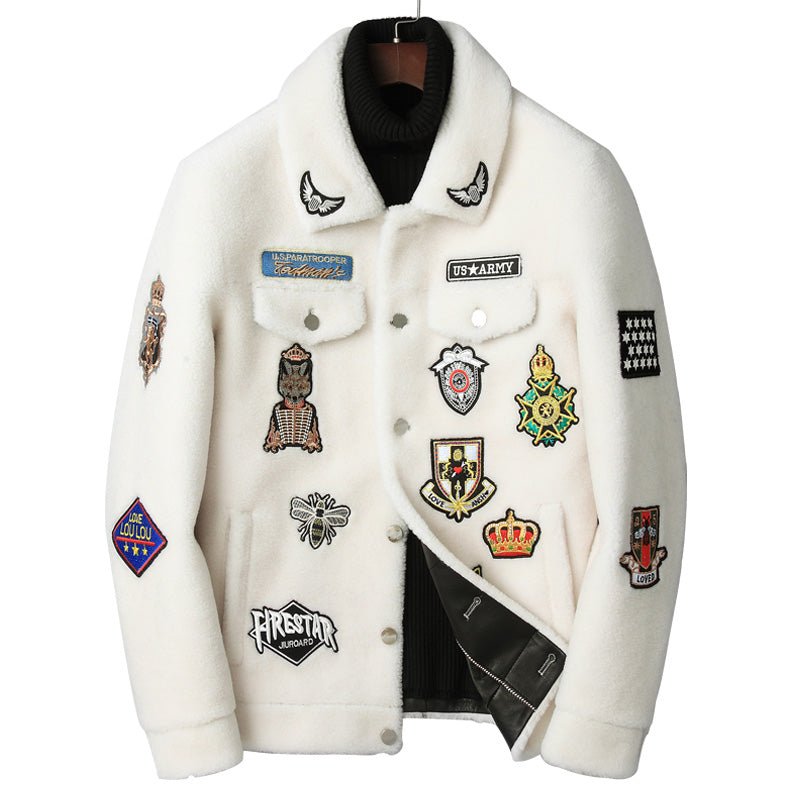 Veste en fourrure d'agneau grain blanc tendance - style business et loisirs chic - IVOIRART.COM