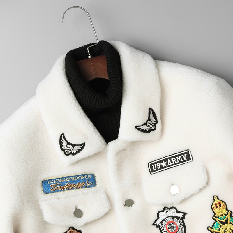 Veste en fourrure d'agneau grain blanc tendance - style business et loisirs chic - IVOIRART.COM