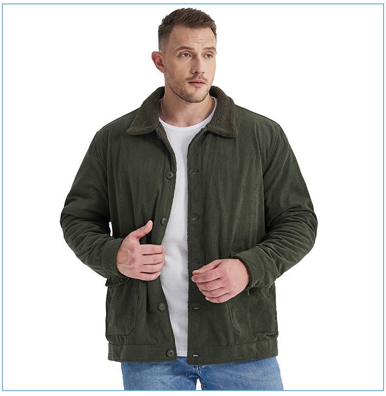 Veste épaisse en cachemire pour homme, coupe ample décontractée, velours côtelé. - IVOIRART.COM