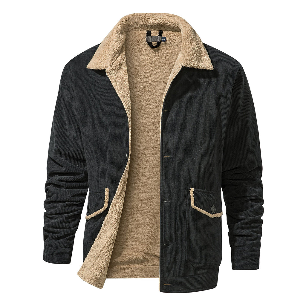 Veste épaisse en cachemire pour homme, coupe ample décontractée, velours côtelé. - IVOIRART.COM