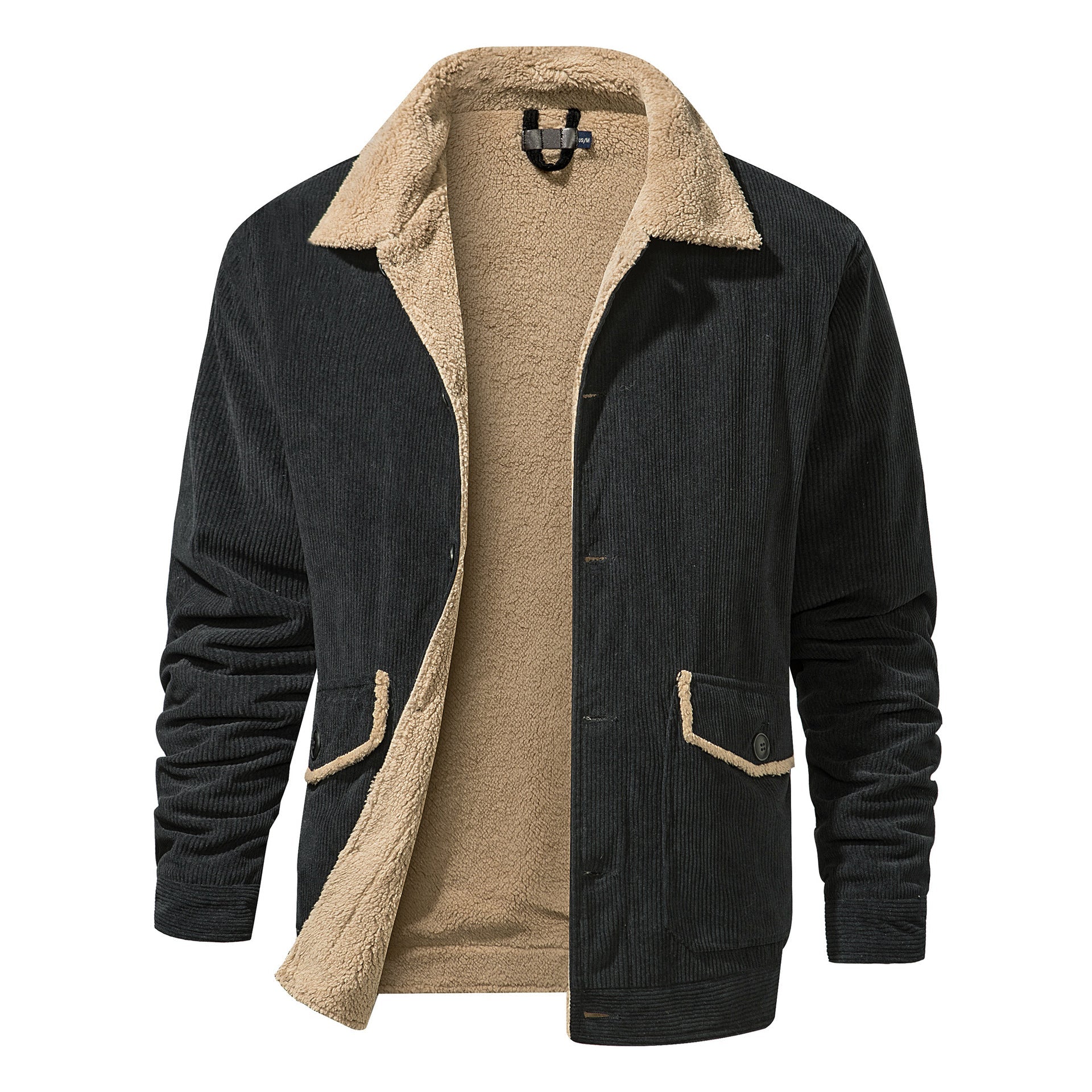 Veste épaisse en cachemire pour homme, coupe ample décontractée, velours côtelé. - IVOIRART.COM