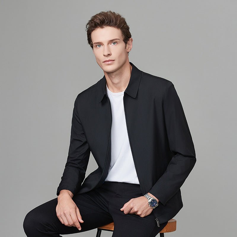 Veste Exécutive Homme à Revers en Notch Coupe Détendue Style Fin Pour Homme d’Age Moyen - IVOIRART.COM