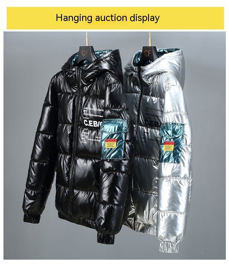 Veste Hivernale Épais Cuir Brillant avec Remplissage Coton Pour Confort - IVOIRART.COM