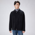 Veste Homme Courte Ample en Laine Double-face à Fermeture Éclair, Col Revers art - IVOIRART.COM