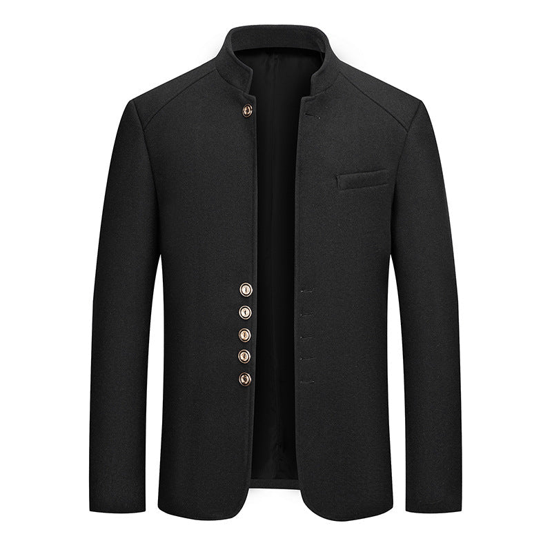 Veste homme en tweed de laine col mandarin Zhongshan pour un look raffiné urbain - IVOIRART.COM