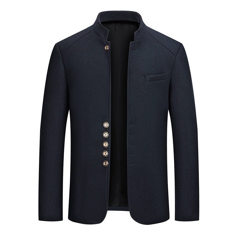 Veste homme en tweed de laine col mandarin Zhongshan pour un look raffiné urbain - IVOIRART.COM