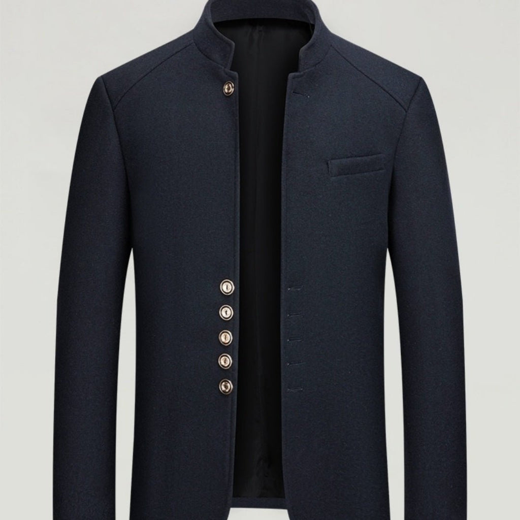 Veste homme en tweed de laine col mandarin Zhongshan pour un look raffiné urbain - IVOIRART.COM
