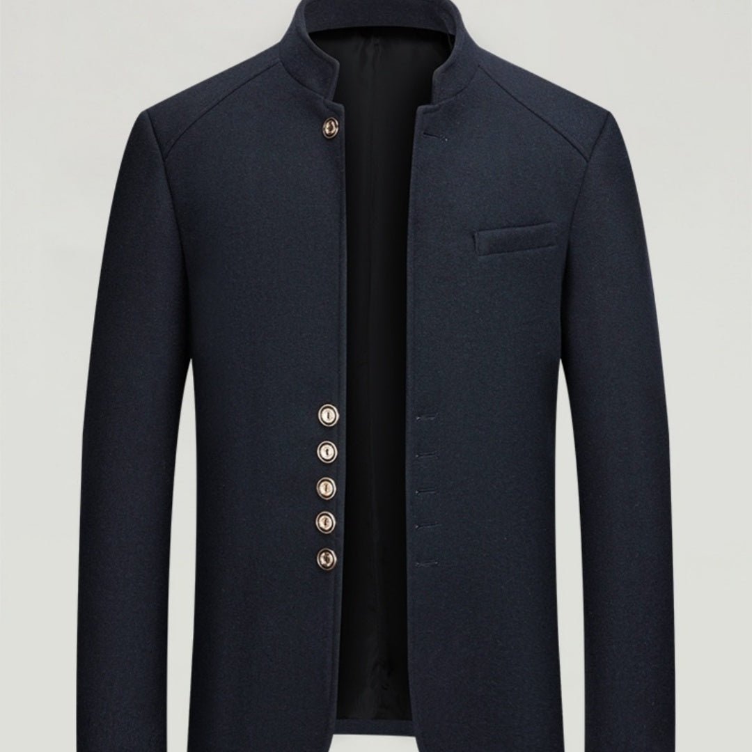 Veste homme en tweed de laine col mandarin Zhongshan pour un look raffiné urbain - IVOIRART.COM
