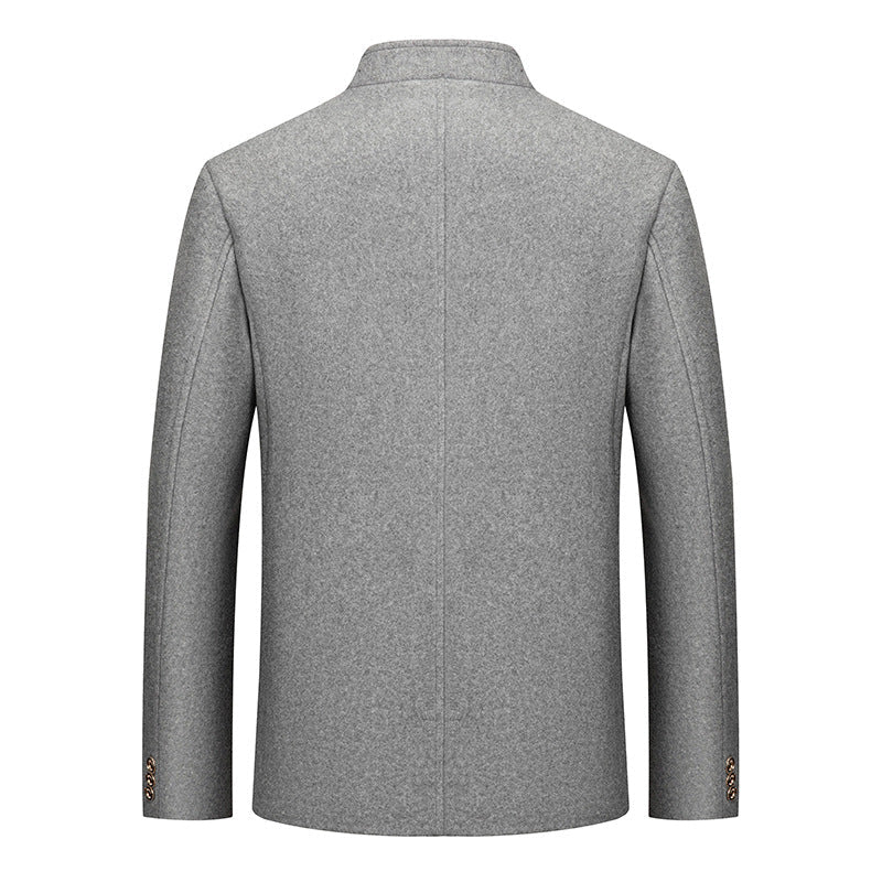 Veste homme en tweed de laine col mandarin Zhongshan pour un look raffiné urbain - IVOIRART.COM