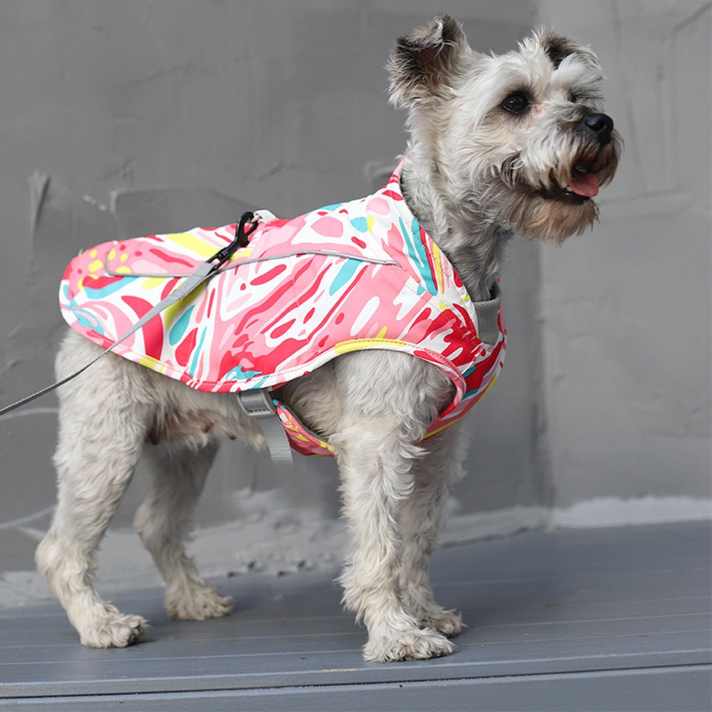 Veste imperméable réfléchissante pour chien avec cordon de traction en coton - IVOIRART.COM