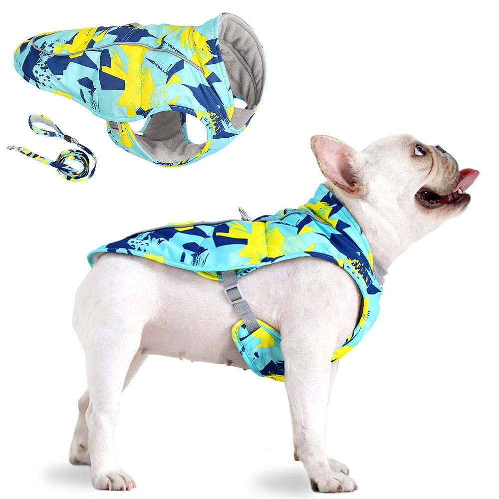 Veste imperméable réfléchissante pour chien avec cordon de traction en coton - IVOIRART.COM