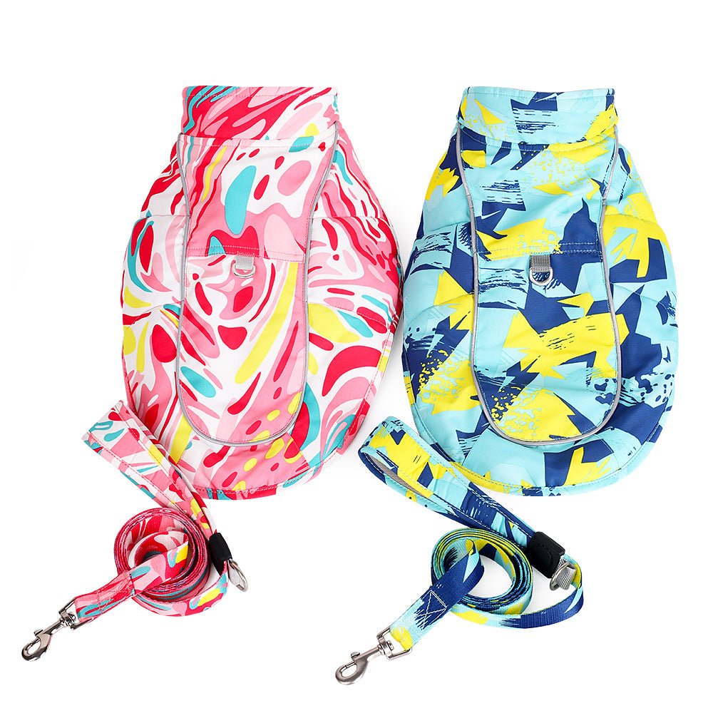 Veste imperméable réfléchissante pour chien avec cordon de traction en coton - IVOIRART.COM