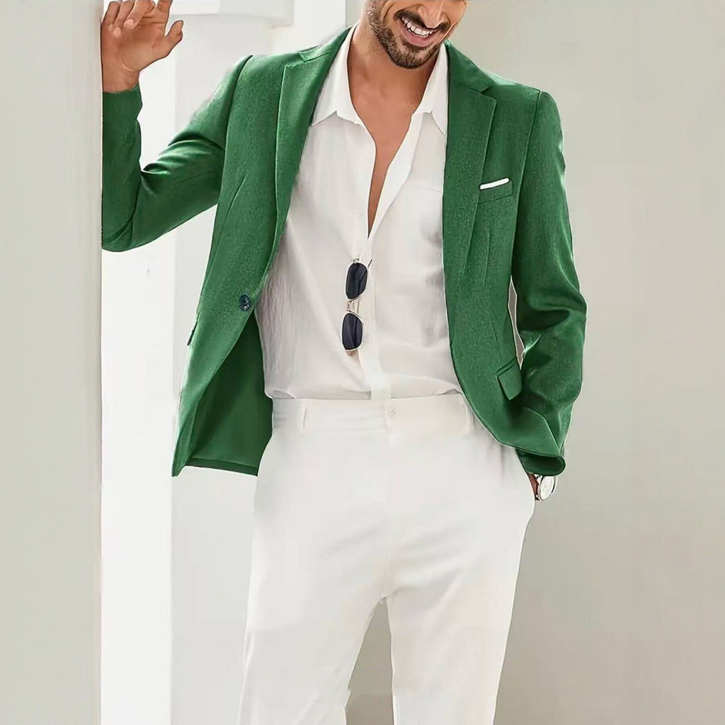 Veste légère décontractée pour homme style italien, été, tissu lin ajusté - IVOIRART.COM